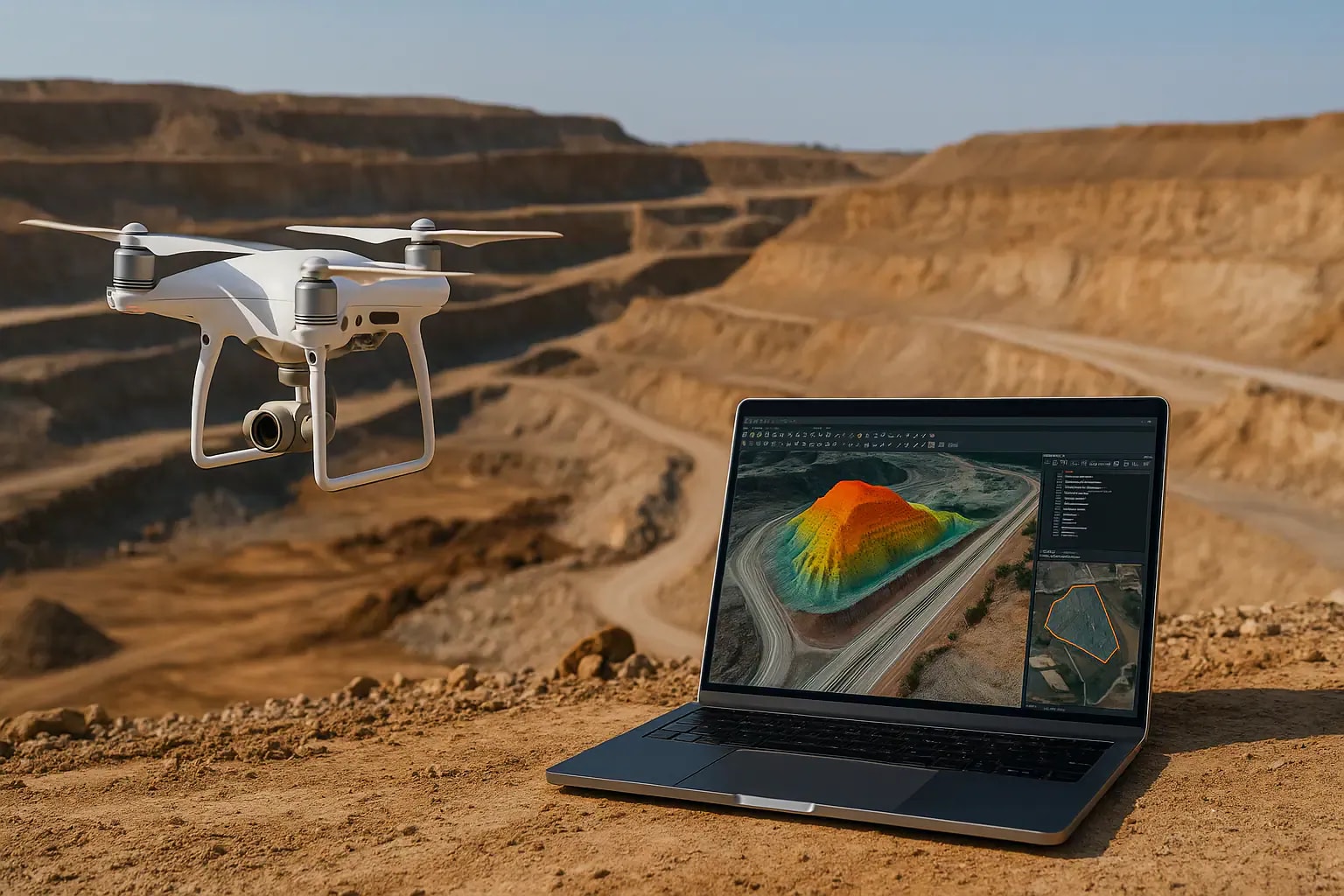 Drone capturing digital twin of highway for enterprise GIS integration