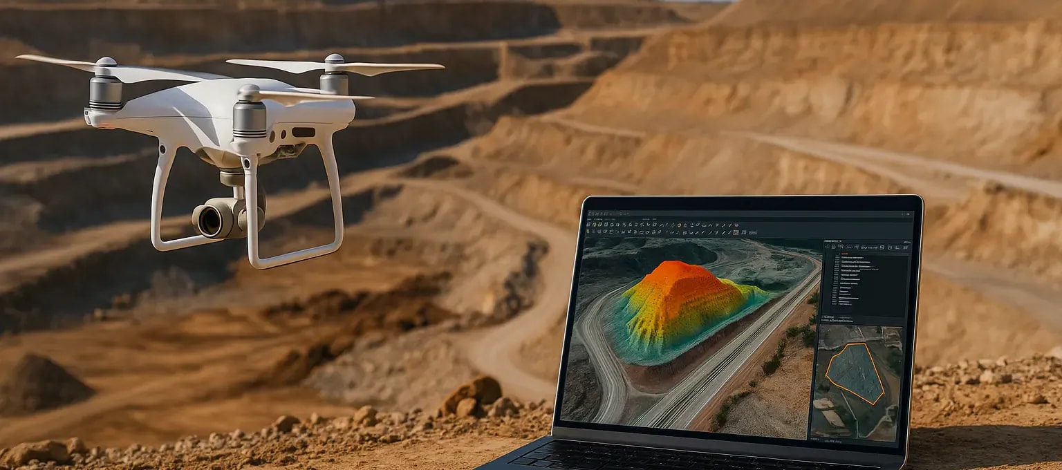 Drone capturing digital twin of highway for enterprise GIS integration