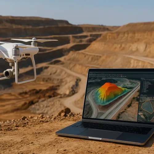 Drone capturing digital twin of highway for enterprise GIS integration