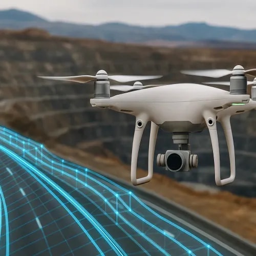 Drone capturing digital twin of highway for enterprise GIS integration