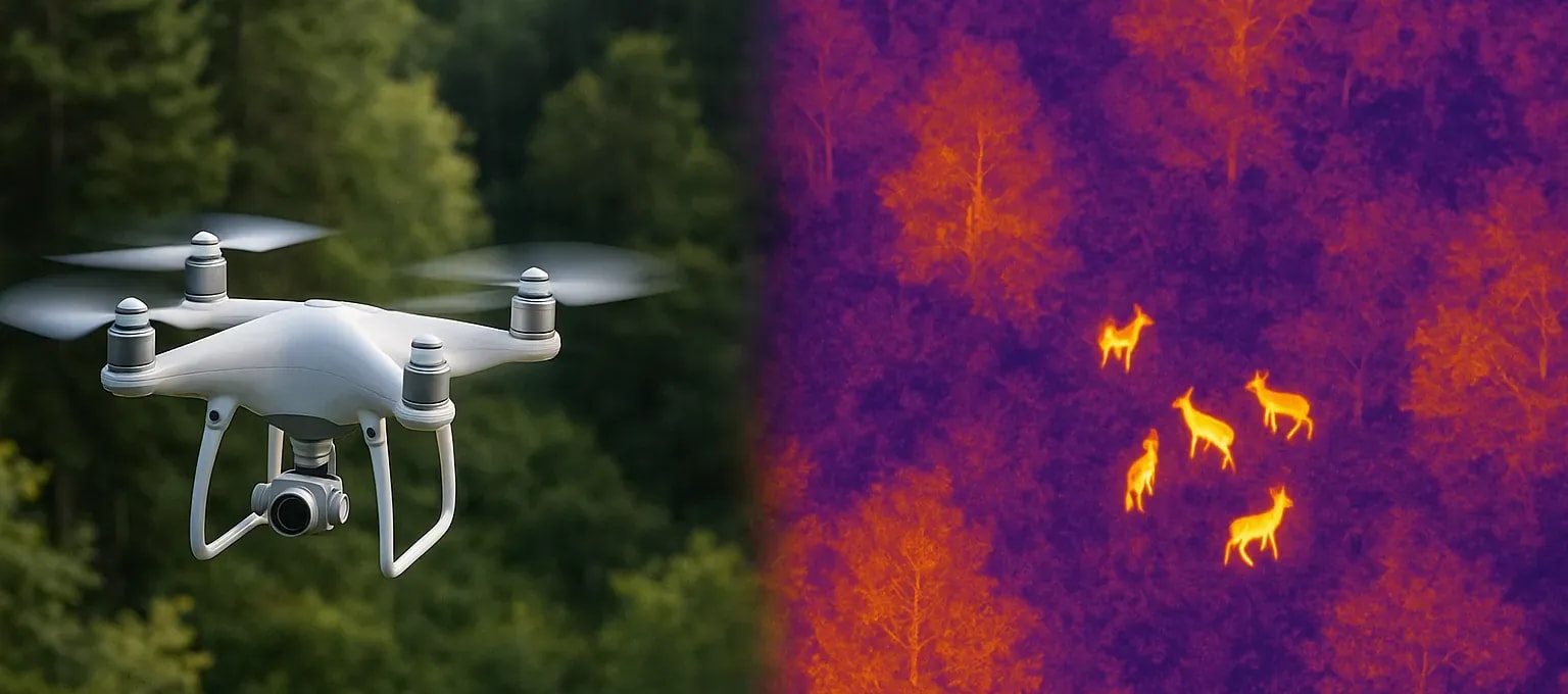 Florida thermal imaging drone demonstration showing wildlife detection capabilities with heat signature technology for monitoring and surveillance