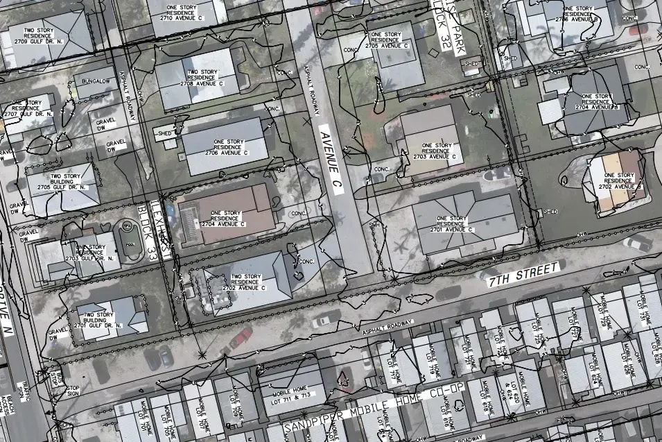 Aerial capture with building linework overlay