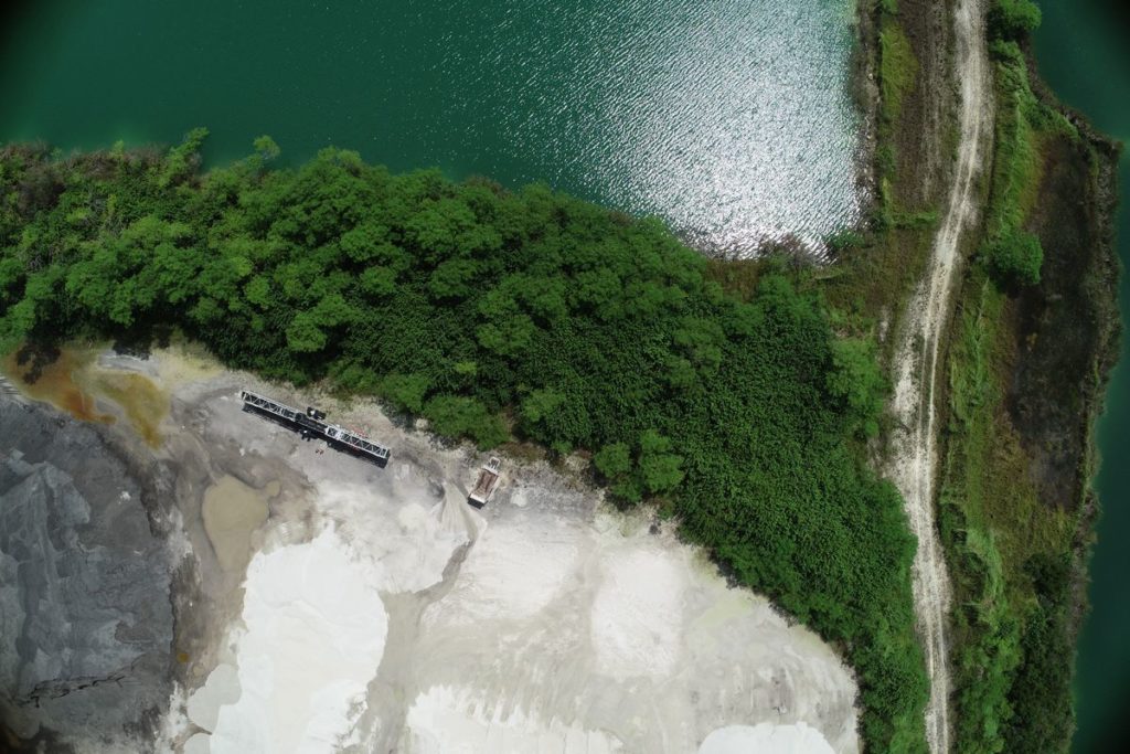 Aerial Drone Photography of a mining site with stock piles in Punta Gorda, Florida